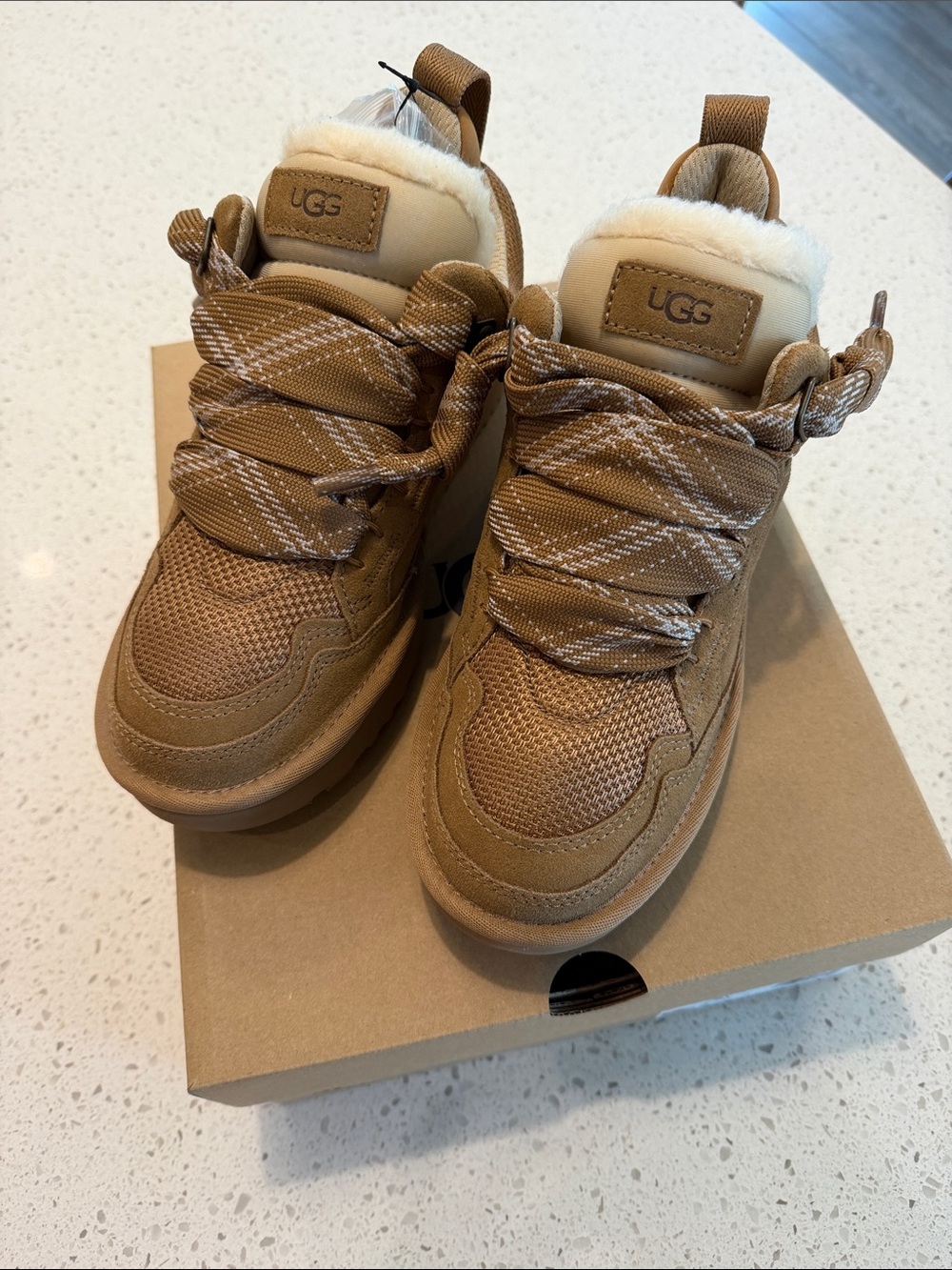UGG Women’s Lowmel Suede & Mesh Lace-Up Boot Sneaker in Chestnut - Picture 3 of 8